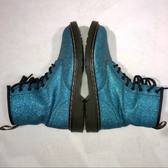 Dr. Martens 1460 Pascal Turquoise Fine Glitter Combat Boots - Picture 8 of 15